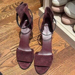 Vince Dark Burgundy Heeled Suede Sandals